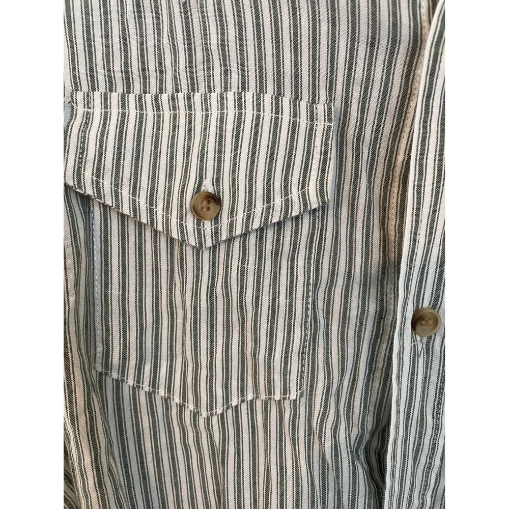 Driftwood Size S Green Striped Floral Embroidered Tie Front Top Western Boho - Picture 6 of 8